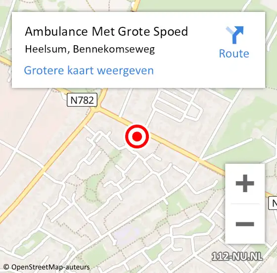 Locatie op kaart van de 112 melding: Ambulance Met Grote Spoed Naar Heelsum, Bennekomseweg op 17 november 2022 14:10