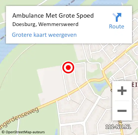 Locatie op kaart van de 112 melding: Ambulance Met Grote Spoed Naar Doesburg, Wemmersweerd op 17 november 2022 15:12