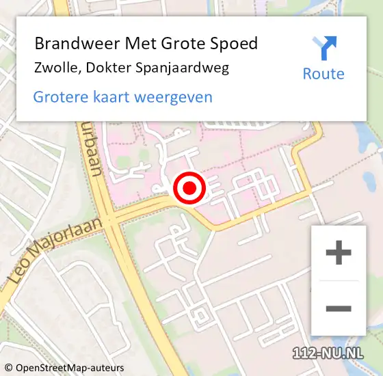 Locatie op kaart van de 112 melding: Brandweer Met Grote Spoed Naar Zwolle, Dokter Spanjaardweg op 17 november 2022 17:41