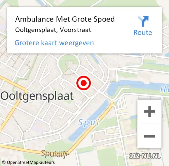 Locatie op kaart van de 112 melding: Ambulance Met Grote Spoed Naar Ooltgensplaat, Voorstraat op 17 november 2022 19:05