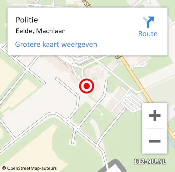 Locatie op kaart van de 112 melding: Politie Eelde, Machlaan op 17 november 2022 21:58