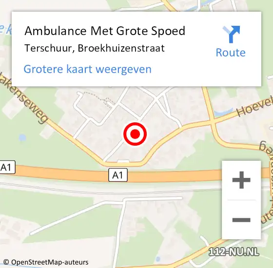 Locatie op kaart van de 112 melding: Ambulance Met Grote Spoed Naar Terschuur, Broekhuizenstraat op 17 november 2022 22:46