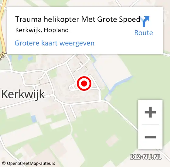Locatie op kaart van de 112 melding: Trauma helikopter Met Grote Spoed Naar Kerkwijk, Hopland op 18 november 2022 01:09