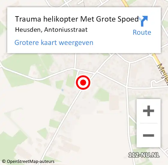 Locatie op kaart van de 112 melding: Trauma helikopter Met Grote Spoed Naar Heusden, Antoniusstraat op 18 november 2022 02:44