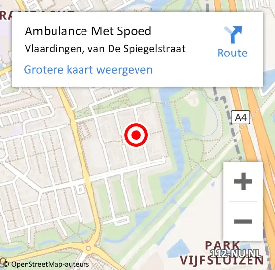 Locatie op kaart van de 112 melding: Ambulance Met Spoed Naar Vlaardingen, van De Spiegelstraat op 18 november 2022 07:35