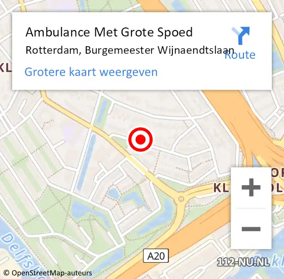 Locatie op kaart van de 112 melding: Ambulance Met Grote Spoed Naar Rotterdam, Burgemeester Wijnaendtslaan op 18 november 2022 10:51