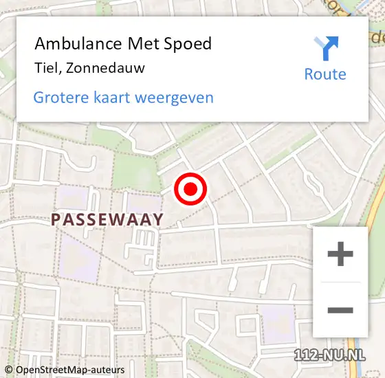 Locatie op kaart van de 112 melding: Ambulance Met Spoed Naar Tiel, Zonnedauw op 18 november 2022 11:52
