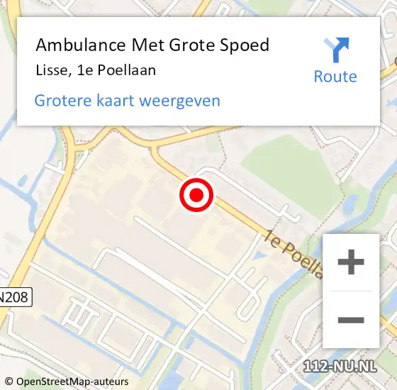 Locatie op kaart van de 112 melding: Ambulance Met Grote Spoed Naar Lisse, 1e Poellaan op 18 november 2022 12:05