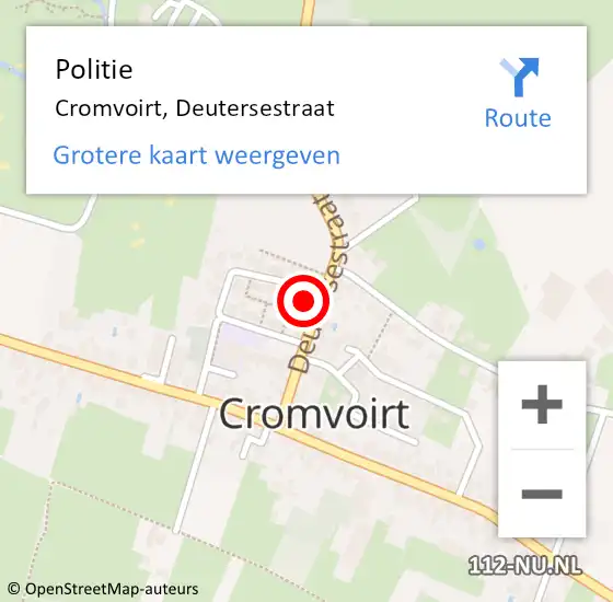 Locatie op kaart van de 112 melding: Politie Cromvoirt, Deutersestraat op 18 november 2022 12:14