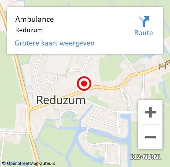 Locatie op kaart van de 112 melding: Ambulance Reduzum op 18 november 2022 17:24