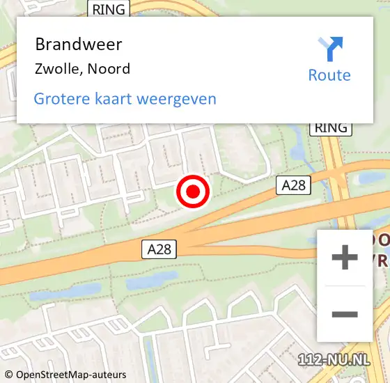 Locatie op kaart van de 112 melding: Brandweer Zwolle, Noord op 18 november 2022 17:43