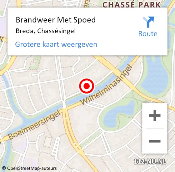 Locatie op kaart van de 112 melding: Brandweer Met Spoed Naar Breda, Chassésingel op 18 november 2022 17:52