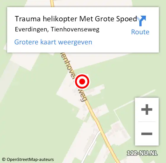 Locatie op kaart van de 112 melding: Trauma helikopter Met Grote Spoed Naar Everdingen, Tienhovenseweg op 18 november 2022 18:53