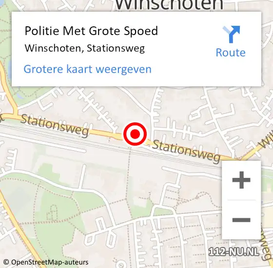 Locatie op kaart van de 112 melding: Politie Met Grote Spoed Naar Winschoten, Stationsweg op 18 november 2022 18:53