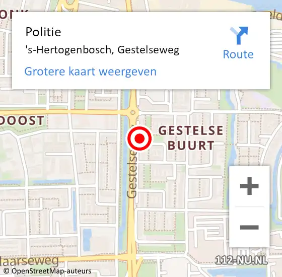 Locatie op kaart van de 112 melding: Politie 's-Hertogenbosch, Gestelseweg op 18 november 2022 19:11