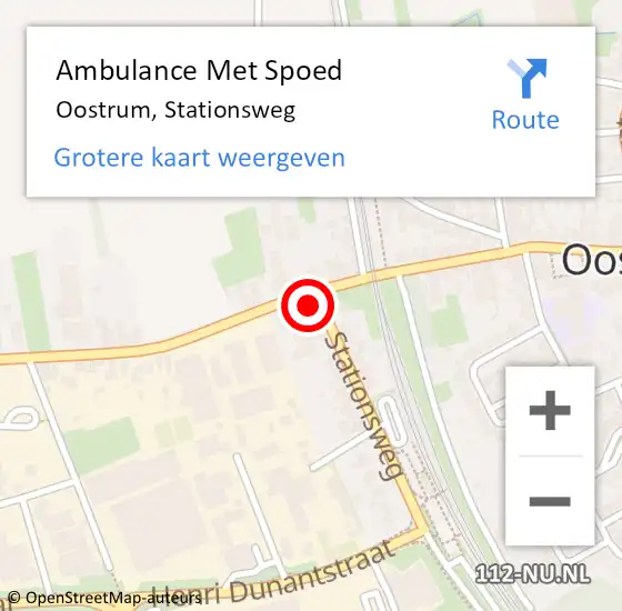 Locatie op kaart van de 112 melding: Ambulance Met Spoed Naar Oostrum, Stationsweg op 18 november 2022 19:35