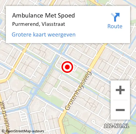 Locatie op kaart van de 112 melding: Ambulance Met Spoed Naar Purmerend, Vlasstraat op 18 november 2022 20:33