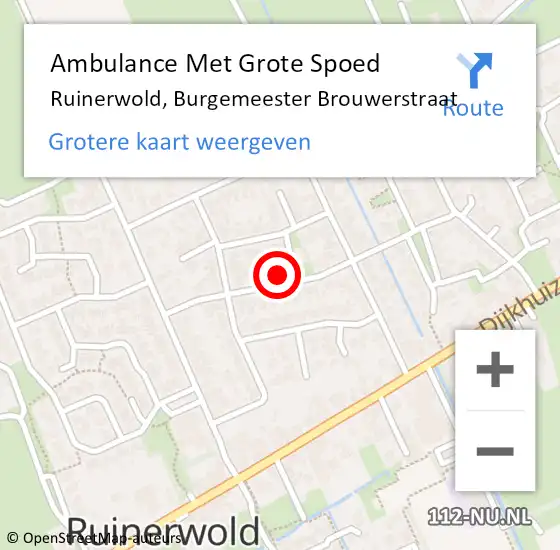 Locatie op kaart van de 112 melding: Ambulance Met Grote Spoed Naar Ruinerwold, Burgemeester Brouwerstraat op 18 november 2022 23:38