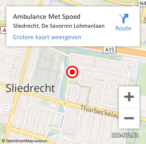 Locatie op kaart van de 112 melding: Ambulance Met Spoed Naar Sliedrecht, De Savornin Lohmanlaan op 19 november 2022 00:12