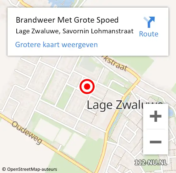 Locatie op kaart van de 112 melding: Brandweer Met Grote Spoed Naar Lage Zwaluwe, Savornin Lohmanstraat op 19 november 2022 00:28