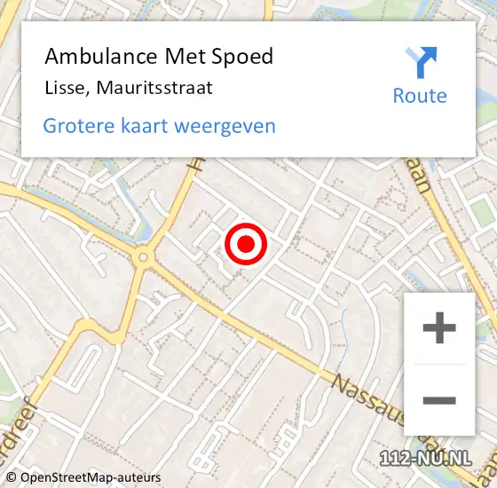 Locatie op kaart van de 112 melding: Ambulance Met Spoed Naar Lisse, Mauritsstraat op 19 november 2022 05:13
