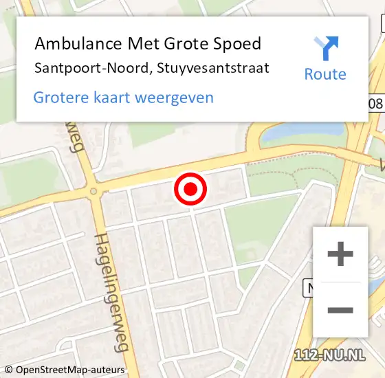 Locatie op kaart van de 112 melding: Ambulance Met Grote Spoed Naar Santpoort-Noord, Stuyvesantstraat op 19 november 2022 06:47