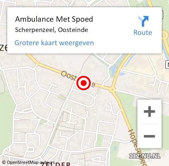 Locatie op kaart van de 112 melding: Ambulance Met Spoed Naar Scherpenzeel, Oosteinde op 19 november 2022 09:04
