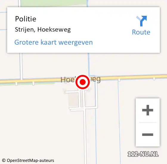 Locatie op kaart van de 112 melding: Politie Strijen, Hoekseweg op 19 november 2022 09:51