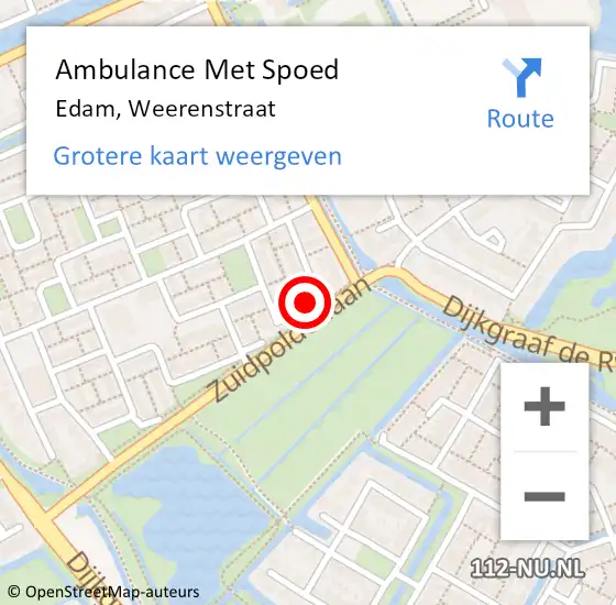 Locatie op kaart van de 112 melding: Ambulance Met Spoed Naar Edam, Weerenstraat op 19 november 2022 12:34