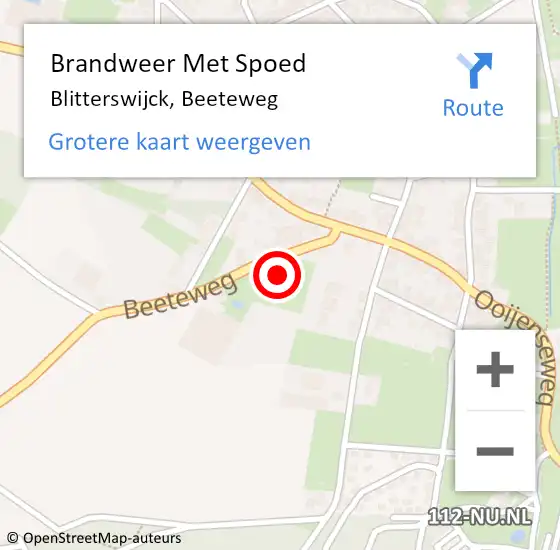 Locatie op kaart van de 112 melding: Brandweer Met Spoed Naar Blitterswijck, Beeteweg op 19 november 2022 12:50