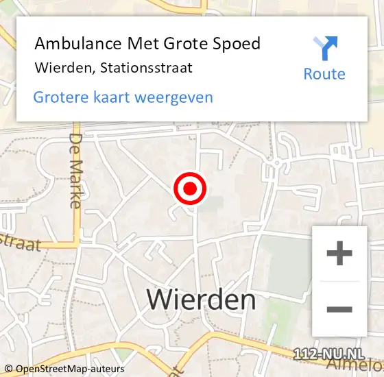 Locatie op kaart van de 112 melding: Ambulance Met Grote Spoed Naar Wierden, Stationsstraat op 19 november 2022 14:08