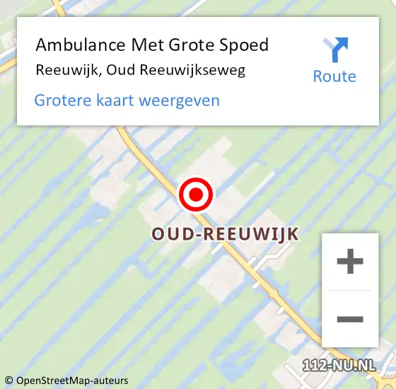 Locatie op kaart van de 112 melding: Ambulance Met Grote Spoed Naar Reeuwijk, Oud Reeuwijkseweg op 19 november 2022 15:55