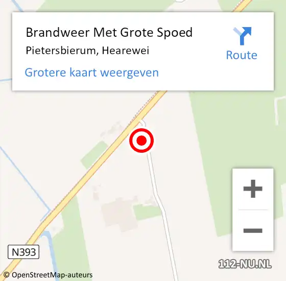Locatie op kaart van de 112 melding: Brandweer Met Grote Spoed Naar Pietersbierum, Hearewei op 19 november 2022 16:12