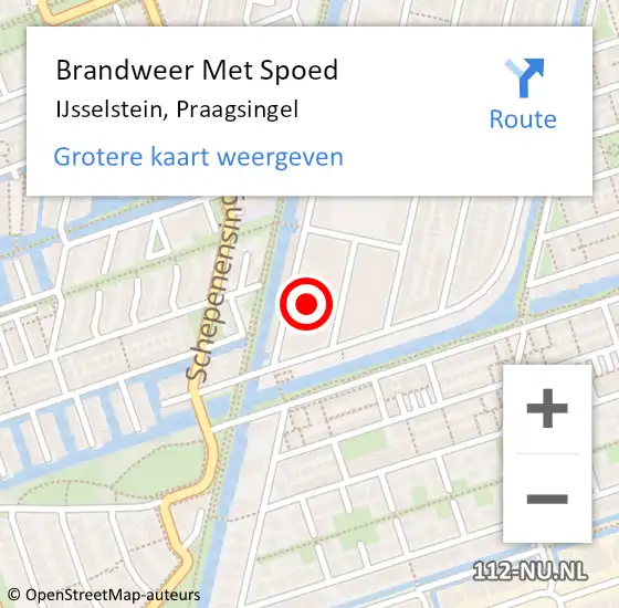 Locatie op kaart van de 112 melding: Brandweer Met Spoed Naar IJsselstein, Praagsingel op 19 november 2022 16:26