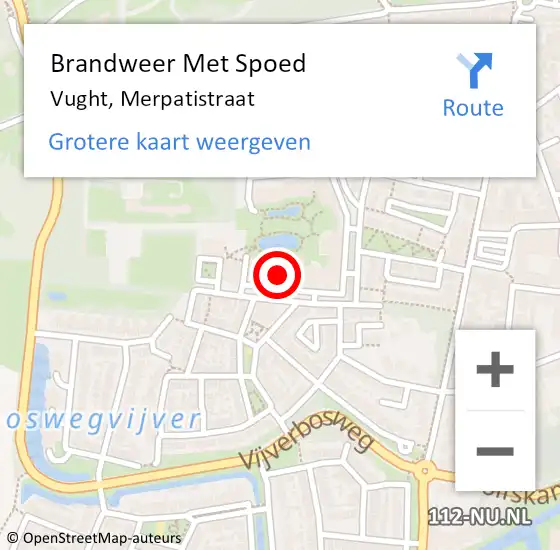 Locatie op kaart van de 112 melding: Brandweer Met Spoed Naar Vught, Merpatistraat op 19 november 2022 16:32