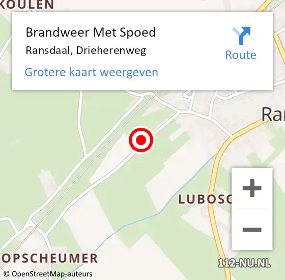 Locatie op kaart van de 112 melding: Brandweer Met Spoed Naar Ransdaal, Drieherenweg op 19 november 2022 16:38