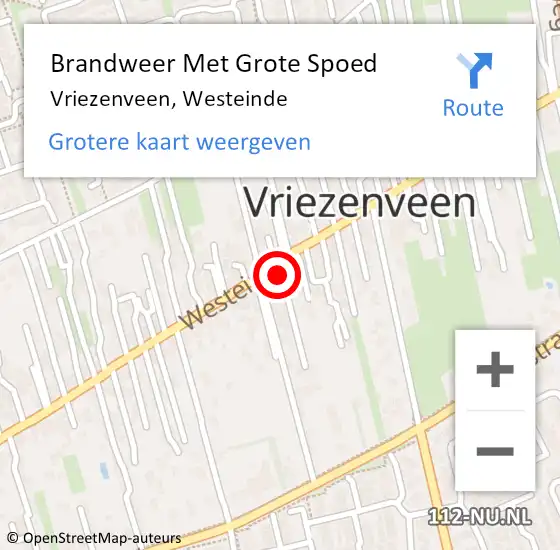 Locatie op kaart van de 112 melding: Brandweer Met Grote Spoed Naar Vriezenveen, Westeinde op 19 november 2022 16:58