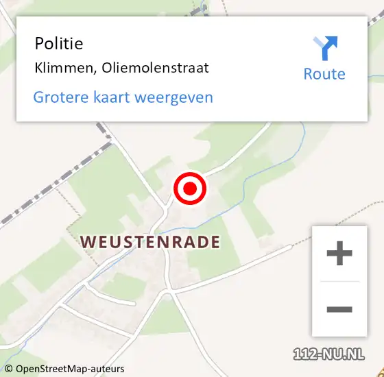 Locatie op kaart van de 112 melding: Politie Klimmen, Oliemolenstraat op 19 november 2022 17:44
