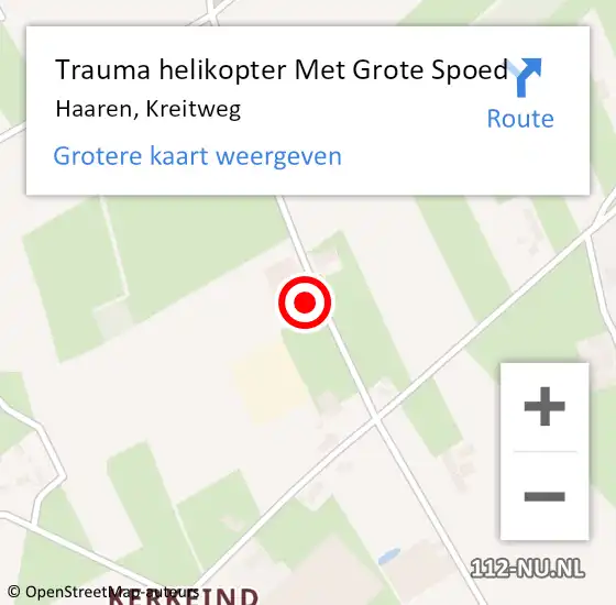 Locatie op kaart van de 112 melding: Trauma helikopter Met Grote Spoed Naar Haaren, Kreitweg op 19 november 2022 19:45
