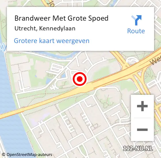 Locatie op kaart van de 112 melding: Brandweer Met Grote Spoed Naar Utrecht, Kennedylaan op 19 november 2022 20:20
