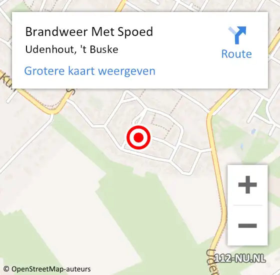 Locatie op kaart van de 112 melding: Brandweer Met Spoed Naar Udenhout, 't Buske op 19 november 2022 20:35
