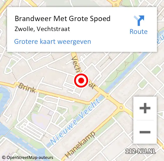 Locatie op kaart van de 112 melding: Brandweer Met Grote Spoed Naar Zwolle, Vechtstraat op 19 november 2022 21:01