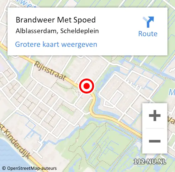 Locatie op kaart van de 112 melding: Brandweer Met Spoed Naar Alblasserdam, Scheldeplein op 19 november 2022 22:10