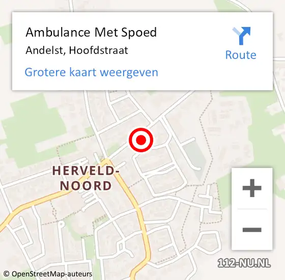 Locatie op kaart van de 112 melding: Ambulance Met Spoed Naar Andelst, Hoofdstraat op 20 november 2022 01:05