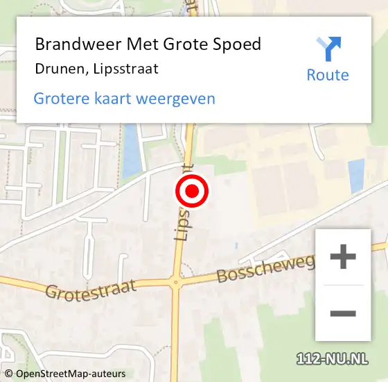 Locatie op kaart van de 112 melding: Brandweer Met Grote Spoed Naar Drunen, Lipsstraat op 20 november 2022 04:00