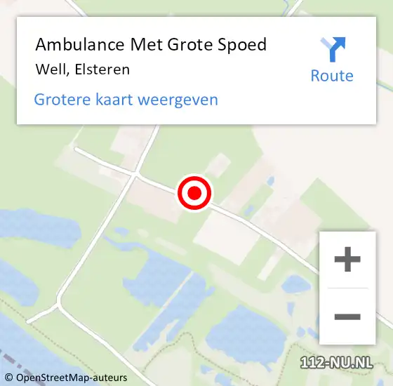 Locatie op kaart van de 112 melding: Ambulance Met Grote Spoed Naar Well, Elsteren op 20 november 2022 05:52