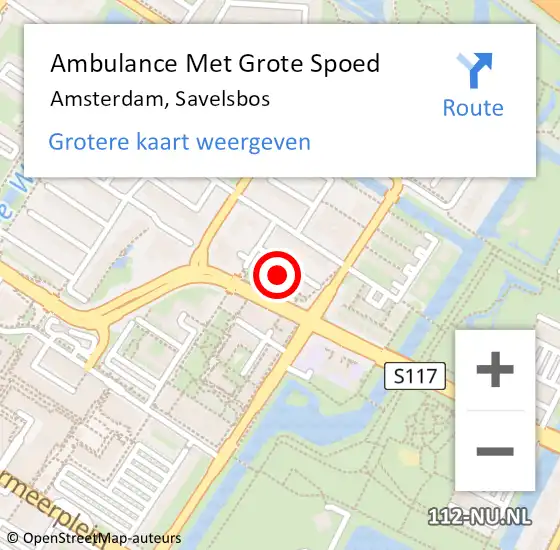 Locatie op kaart van de 112 melding: Ambulance Met Grote Spoed Naar Amsterdam, Savelsbos op 20 november 2022 05:52