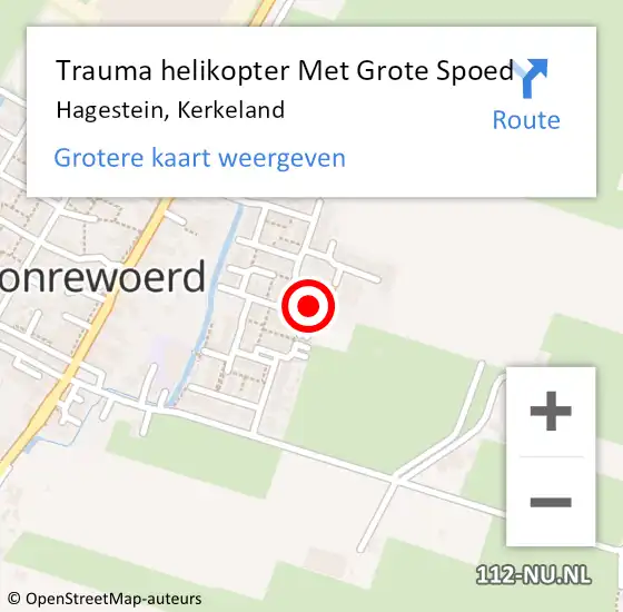 Locatie op kaart van de 112 melding: Trauma helikopter Met Grote Spoed Naar Hagestein, Kerkeland op 20 november 2022 10:19