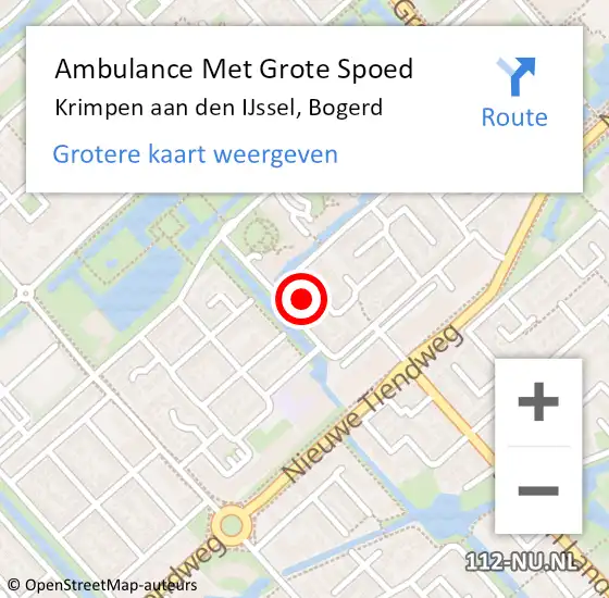 Locatie op kaart van de 112 melding: Ambulance Met Grote Spoed Naar Krimpen aan den IJssel, Bogerd op 20 november 2022 22:36