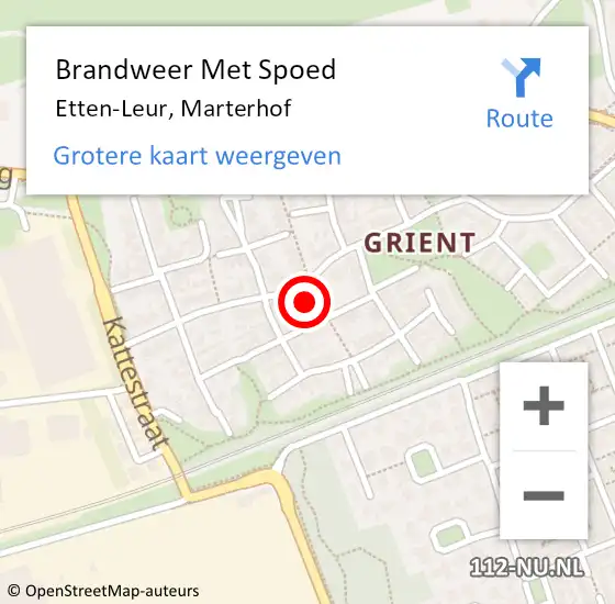 Locatie op kaart van de 112 melding: Brandweer Met Spoed Naar Etten-Leur, Marterhof op 20 november 2022 23:02